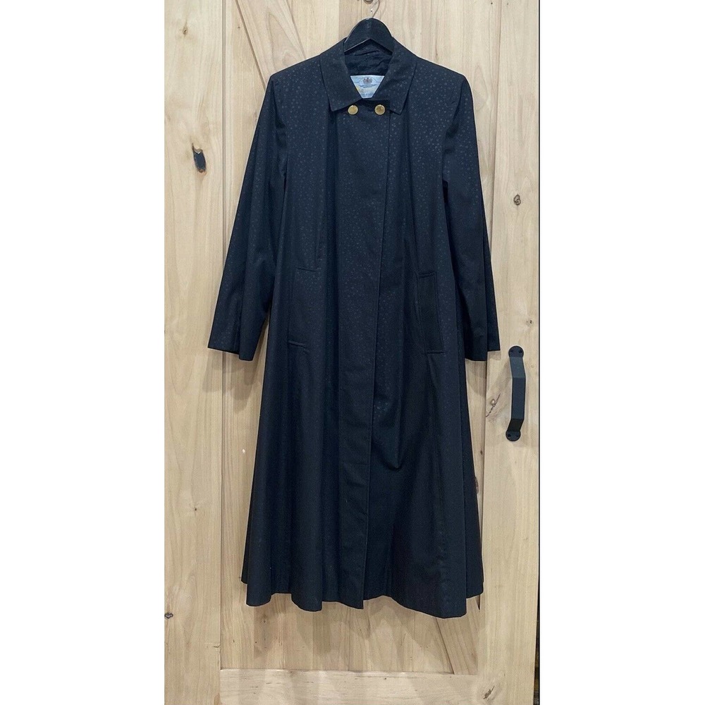 Vintage Aquascutum Black Polka Dot Print Rain Lined Trench Coat M/L